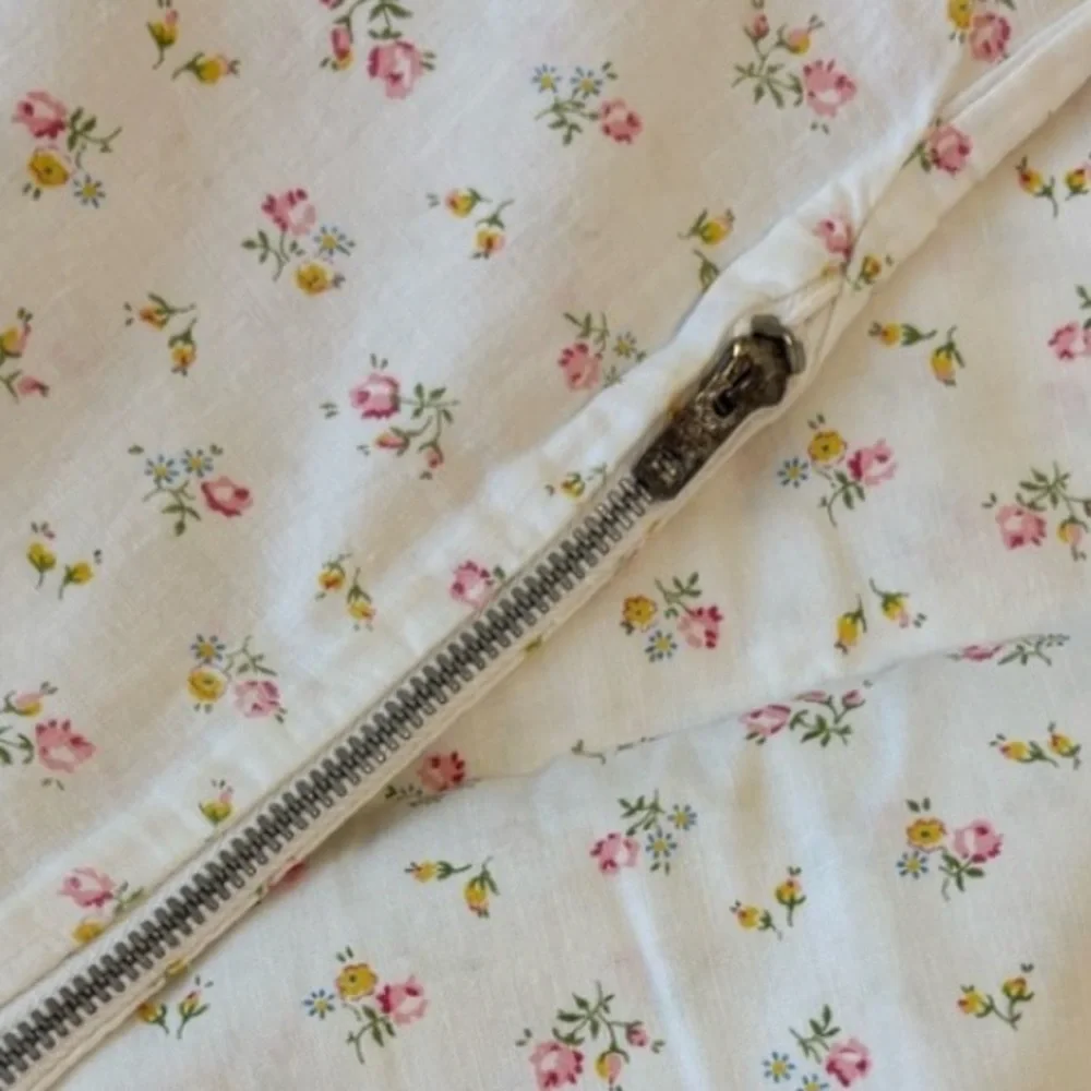 Vintage Hand Crafted Duvet Cover Antique Rose Cottagecore Floral Pink Blue White